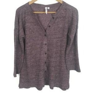 Cable & Gauge Waffle Knit Purple Cardigan Small